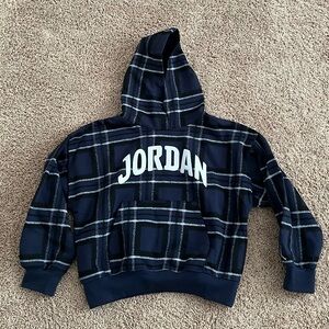 Cute Nike Jordan Kids Plaid Hoodie - Navy and White